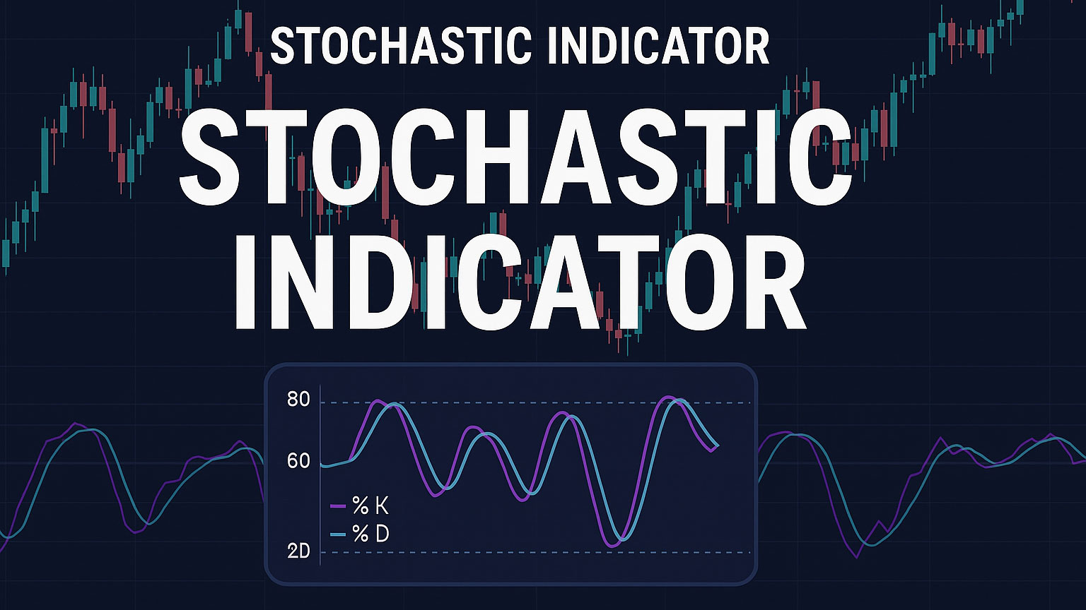 Stochastic Indicator chart with candlestick patterns and %K/%D oscillator lines for technical analysis