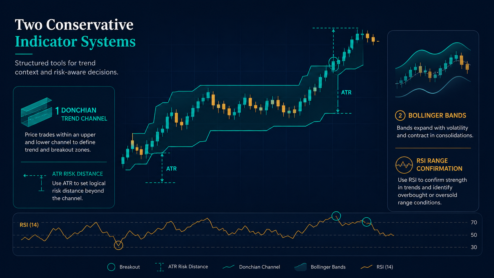 MT5 Donchian ATR and Bollinger RSI trading indicators