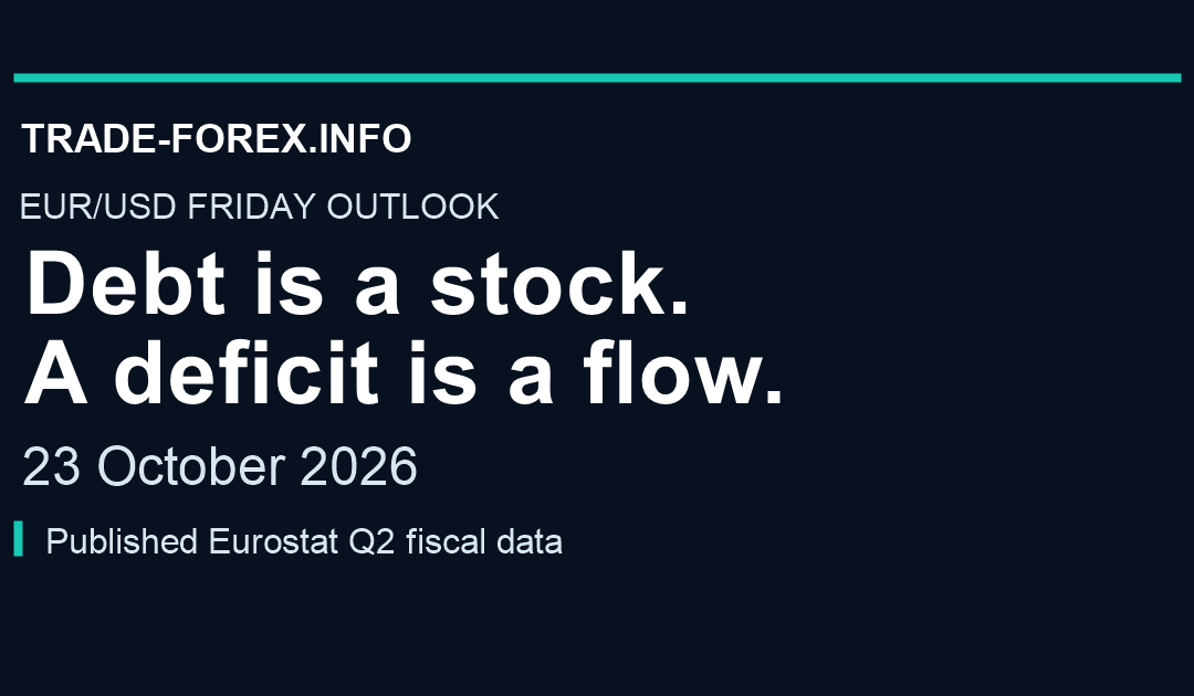 EUR/USD Friday outlook, 23 October 2026. Debt is a stock. A deficit is a flow. Published Eurostat Q2 fiscal data.