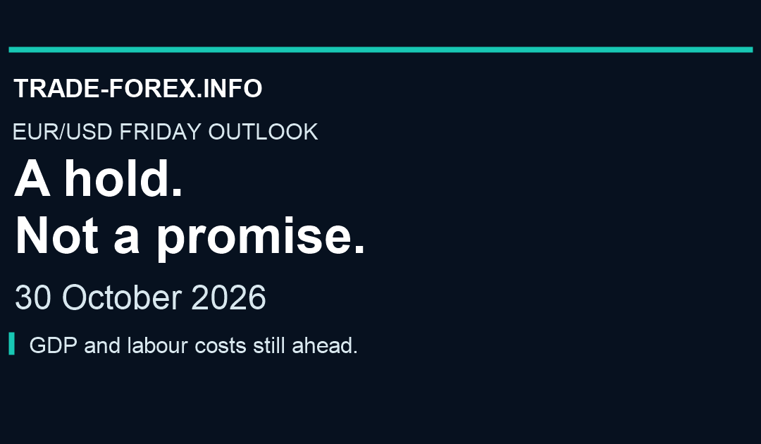 Trade-Forex.info. EUR/USD Friday outlook, 30 October 2026. A hold. Not a promise. GDP and labour costs still ahead.