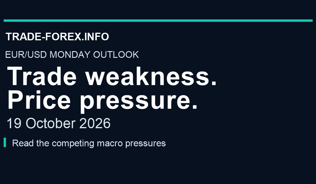 EUR/USD Monday outlook, 19 October 2026: Trade weakness. Price pressure.