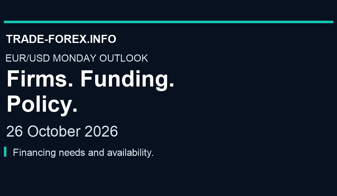EUR/USD Monday outlook, 26 October 2026. Firms. Funding. Policy. Financing needs and availability before the decisions.