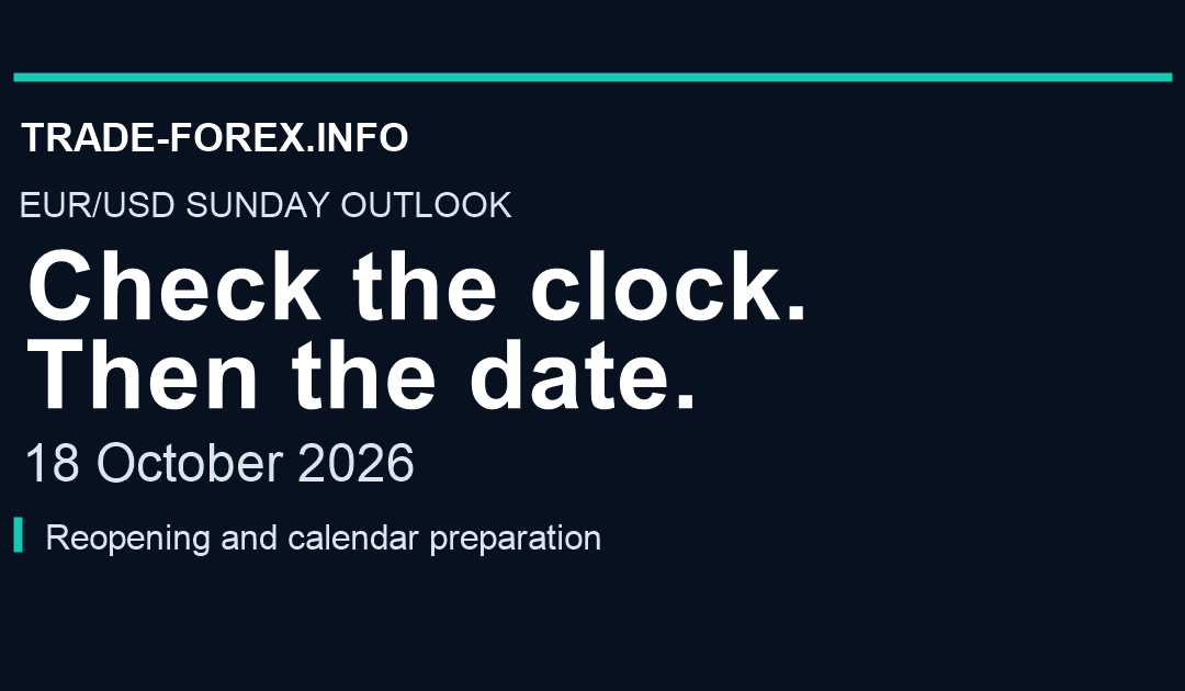 EUR/USD Sunday outlook, 18 October 2026: Check the clock. Then the date.