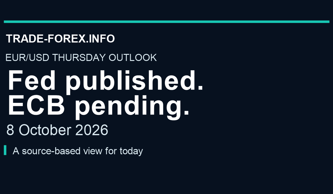 EUR/USD Thursday outlook, 8 October 2026. Fed published, ECB pending.