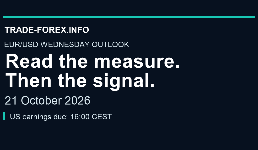 EUR/USD Wednesday outlook, 21 October 2026. Read the measure, then the signal. US earnings scheduled for 16:00 CEST.