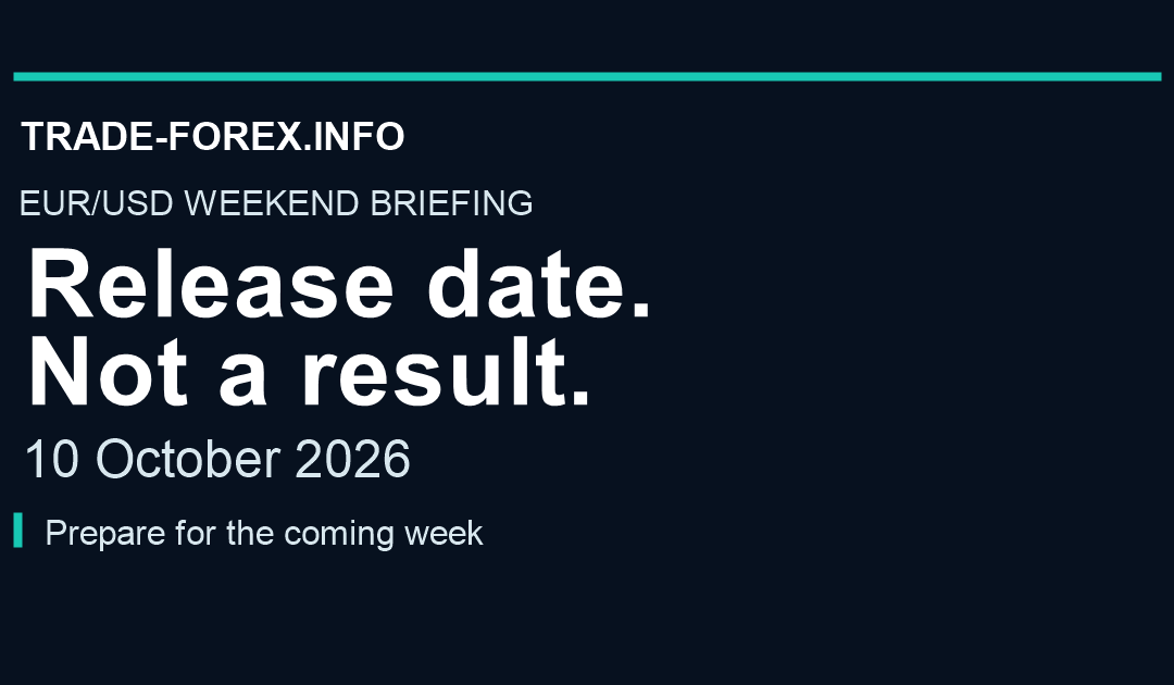 EUR/USD weekend briefing, 10 October 2026. Release date, not a result. Prepare for the coming week.