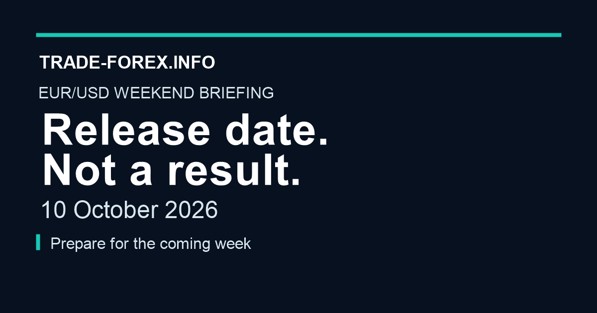EUR/USD weekend briefing, 10 October 2026. Release date, not a result. Prepare for the coming week.